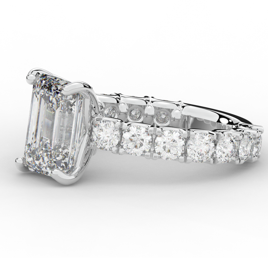 4.35CT.TW EMERALD CUT LAB DIAMOND ENGAGEMENT RING - Nazarelle