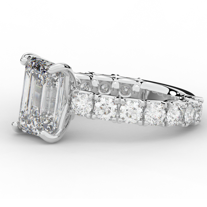 4.35CT.TW EMERALD CUT LAB DIAMOND ENGAGEMENT RING - Nazarelle