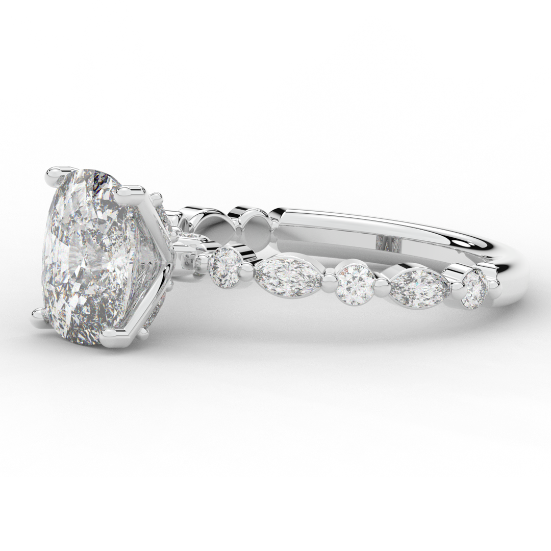 2.60CT.TW CUSHION LAB DIAMOND SOLITAIRE ENGAGEMENT RING - Nazarelle