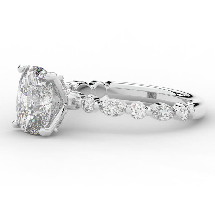 2.60CT.TW CUSHION LAB DIAMOND SOLITAIRE ENGAGEMENT RING - Nazarelle