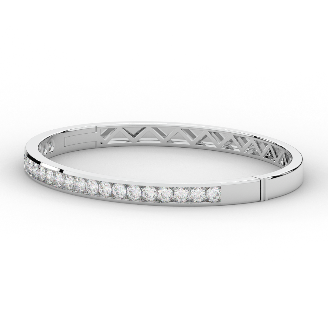 2.75CT.TW ROUND LAB CHANNEL SET DIAMOND BANGLE - Nazarelle