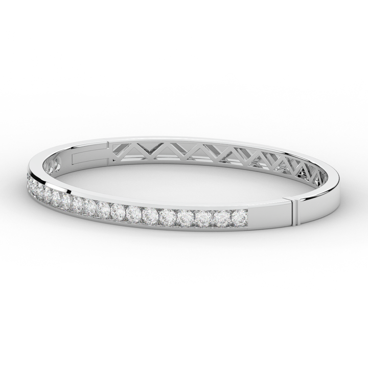 2.75CT.TW ROUND LAB CHANNEL SET DIAMOND BANGLE - Nazarelle