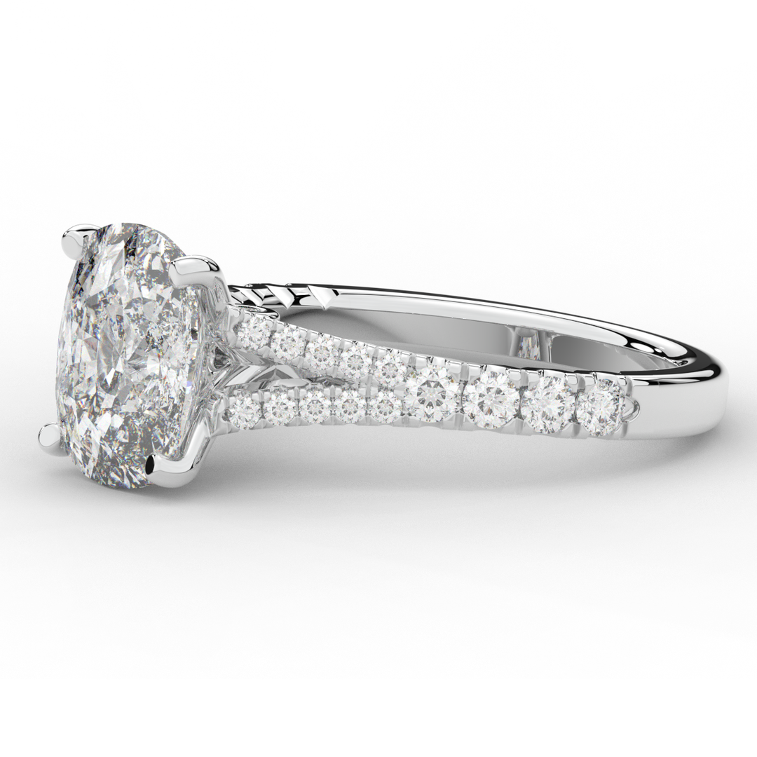 3.45CT.TW CUSHION LAB DIAMOND ENGAGEMENT RING - Nazarelle
