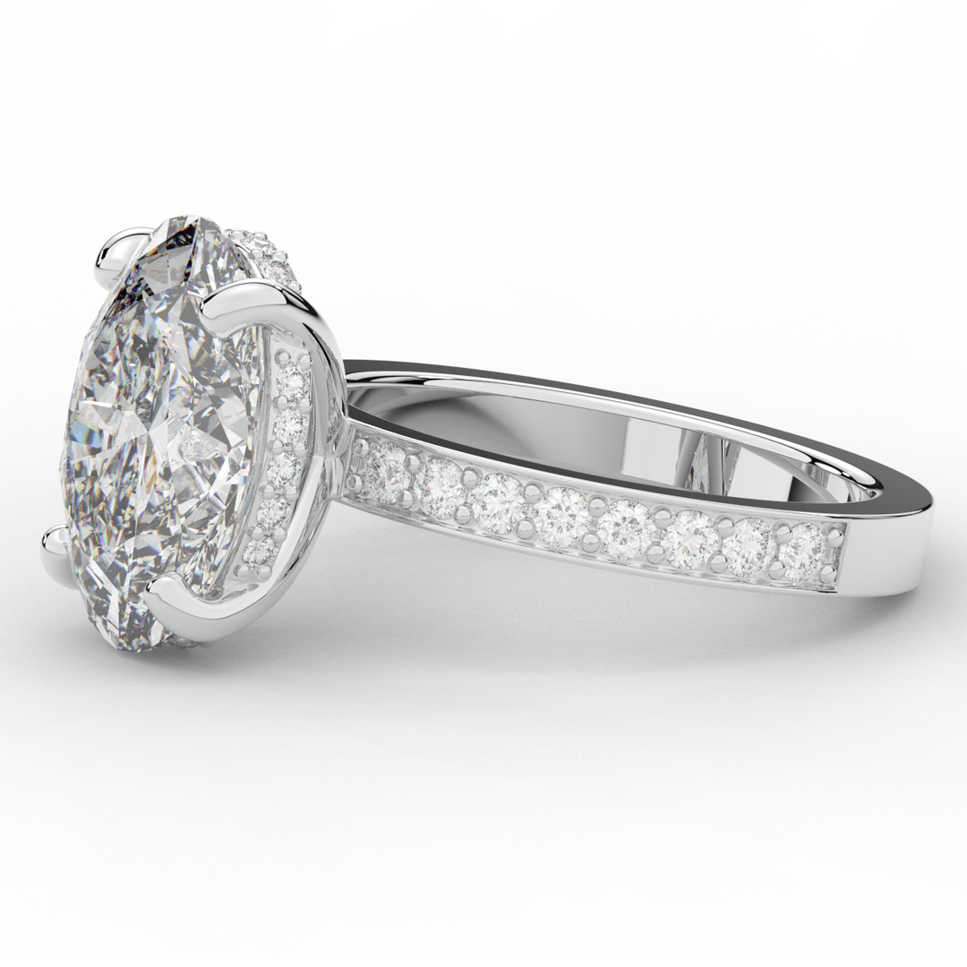 4.30CT.TW OVAL LAB DIAMOND BAND ENGAGEMENT RING - Nazarelle