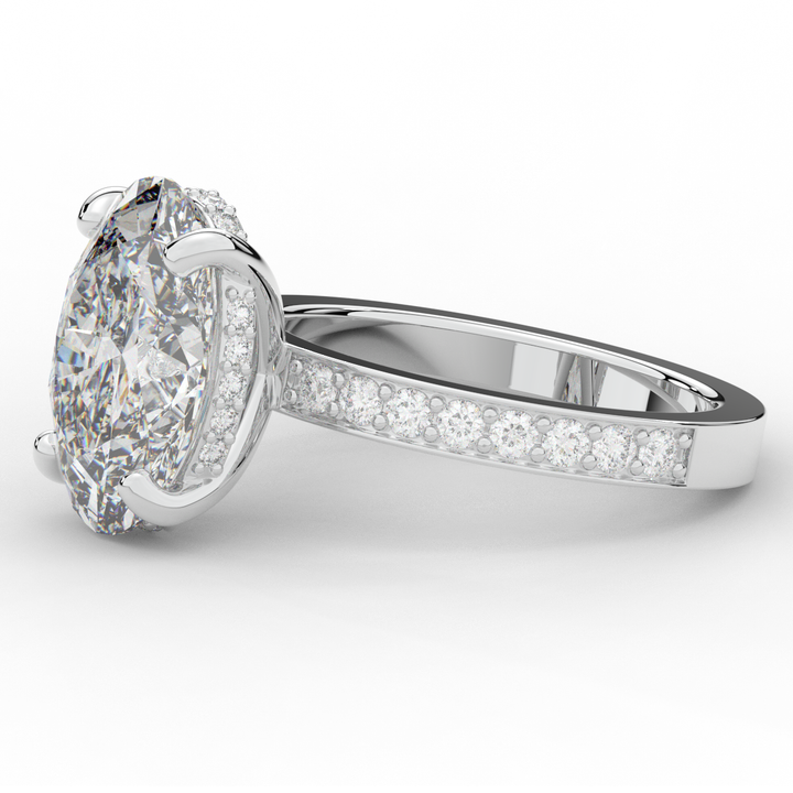 4.30CT.TW OVAL LAB DIAMOND BAND ENGAGEMENT RING - Nazarelle