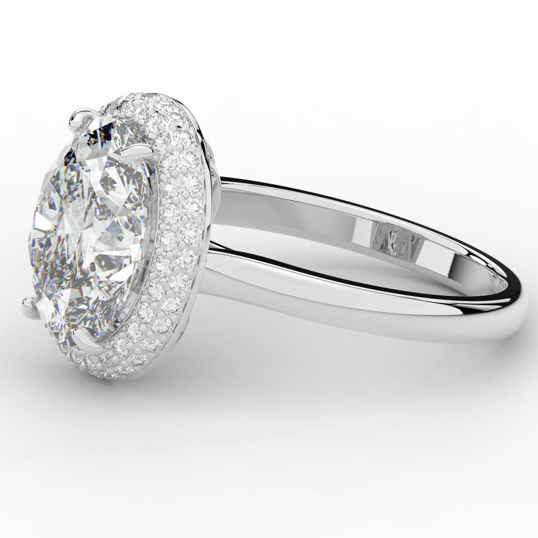 4.40CT.TW OVAL LAB DIAMOND HALO ENGAGEMENT RING - Nazarelle