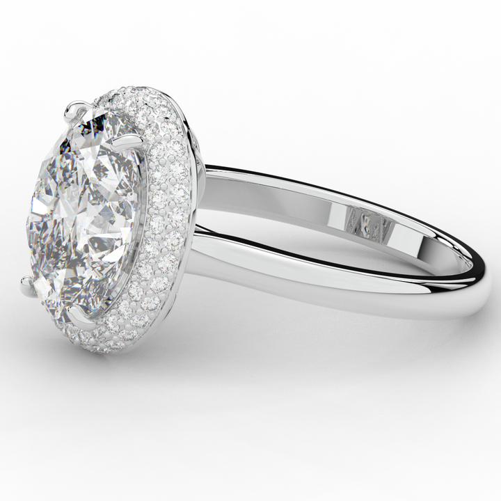 4.40CT.TW OVAL LAB DIAMOND HALO ENGAGEMENT RING - Nazarelle