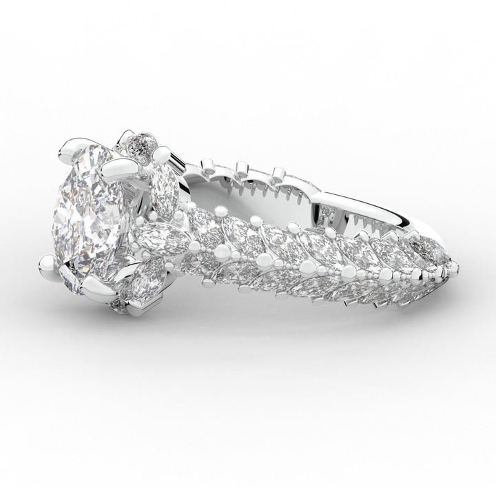 3.10CT.TW OVAL LAB DIAMOND HALO ENGAGEMENT RING - Nazarelle