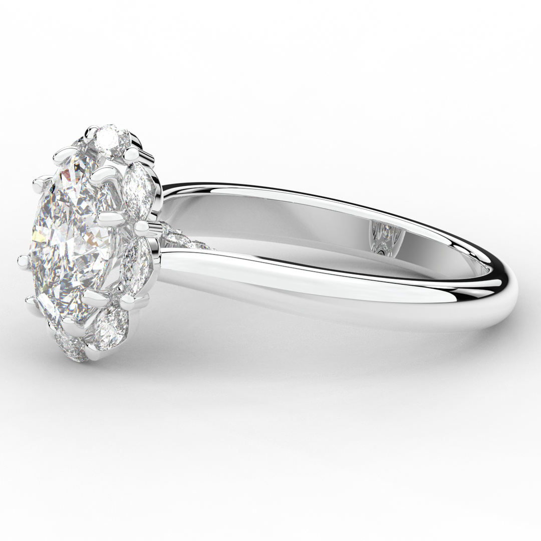 1.90CT.TW OVAL LAB DIAMOND HALO ENGAGEMENT RING - Nazarelle