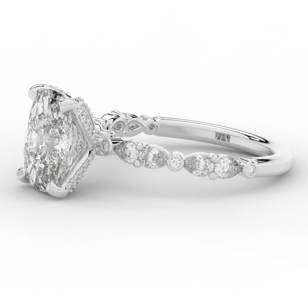 3.60CT.TW CUSHION LAB DIAMOND SOLITAIRE ENGAGEMENT RING - Nazarelle