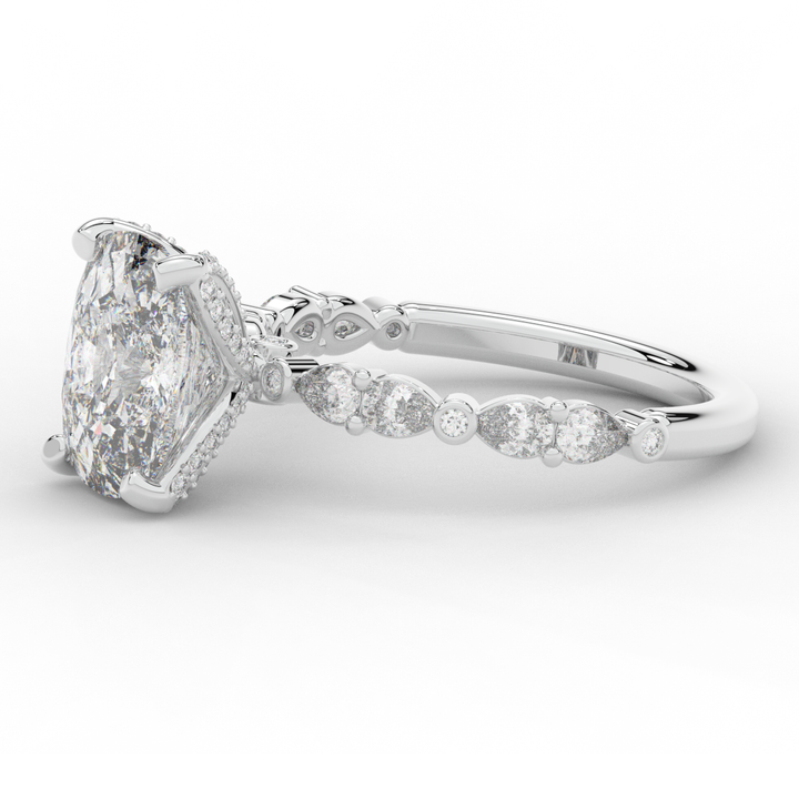 3.60CT.TW CUSHION LAB DIAMOND SOLITAIRE ENGAGEMENT RING - Nazarelle
