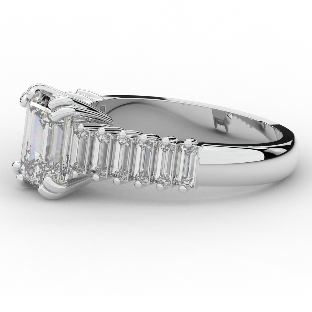 2.60CT.TW EMERALD CUT LAB DIAMOND ENGAGEMENT RING - Nazarelle
