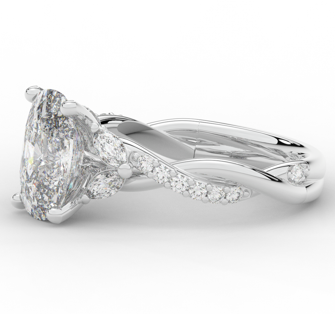 2.40CT.TW CUSHION LAB DIAMOND TWIST BAND ENGAGEMENT RING - Nazarelle