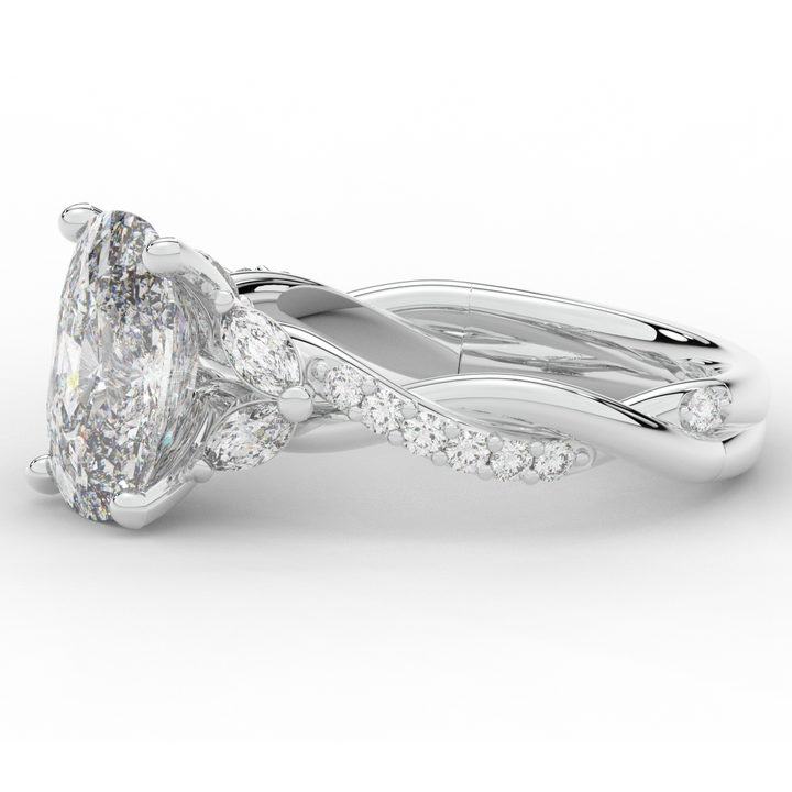 2.40CT.TW CUSHION LAB DIAMOND TWIST BAND ENGAGEMENT RING - Nazarelle