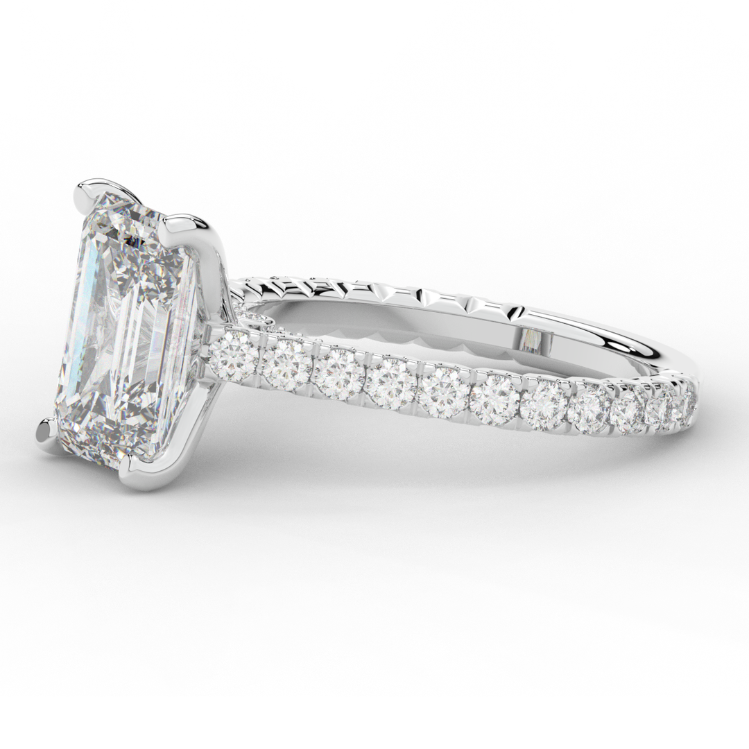 4.25CT.TW EMERALD CUT LAB DIAMOND SOLITAIRE ENGAGEMENT RING - Nazarelle
