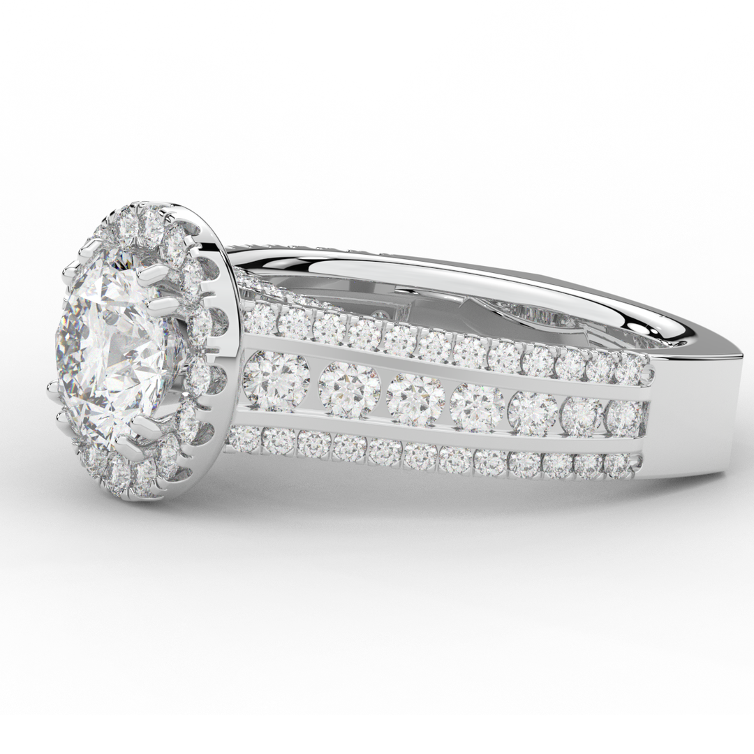 2.90CT.TW ROUND LAB DIAMOND HALO ENGAGEMENT RING - Nazarelle