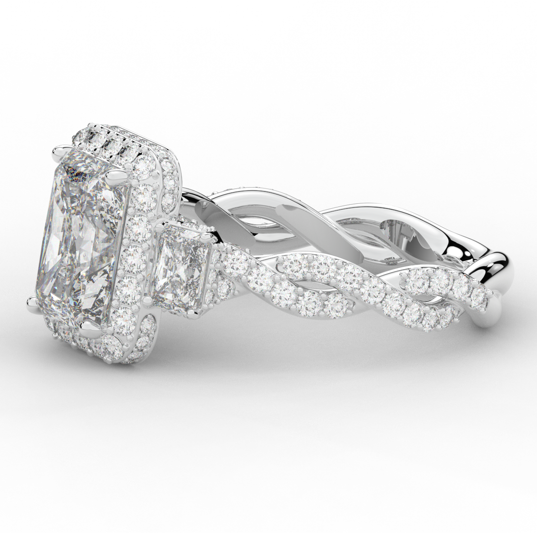 4.70CT.TW RADIANT LAB DIAMOND 3 STONE ENGAGEMENT RING - Nazarelle