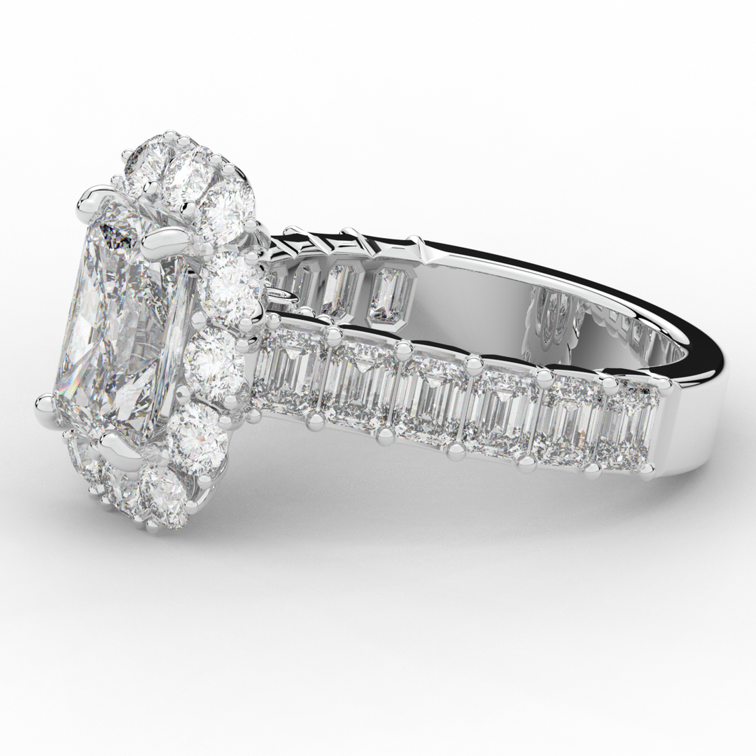 6.00CT.TW RADIANT LAB DIAMOND HALO ENGAGEMENT RING - Nazarelle