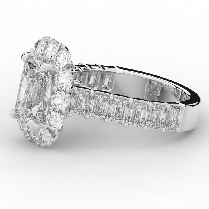 6.00CT.TW RADIANT LAB DIAMOND HALO ENGAGEMENT RING - Nazarelle