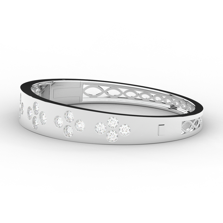 4.10CT.TW ROUND LAB DIAMOND BEZEL SET BANGLE - Nazarelle