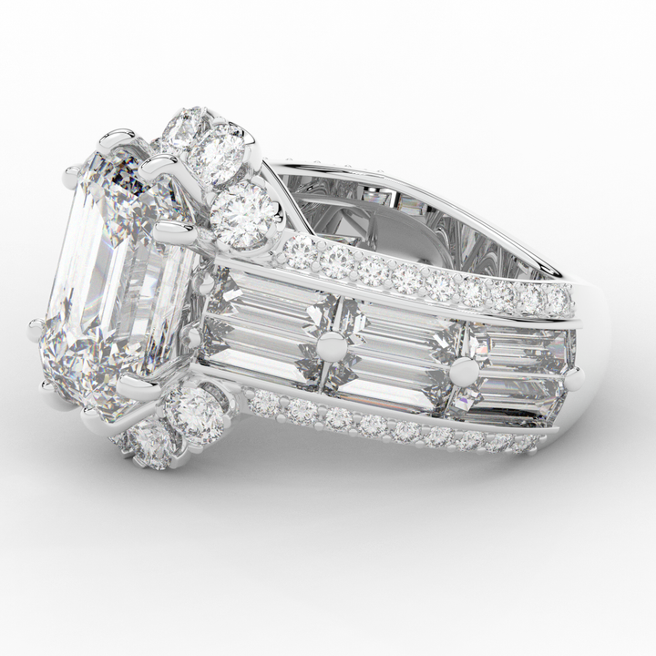 8.25CT.TW EMERALD CUT LAB DIAMOND HALO ENGAGEMENT RING - Nazarelle