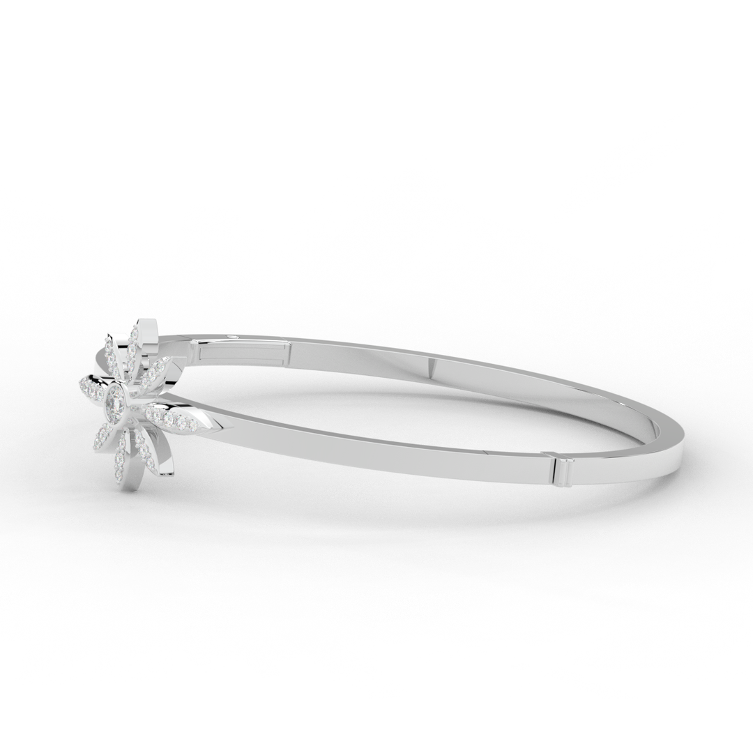0.40CT.TW ROUND LAB BEZEL AND PRONG SET FLOWER DIAMOND BANGLE - Nazarelle