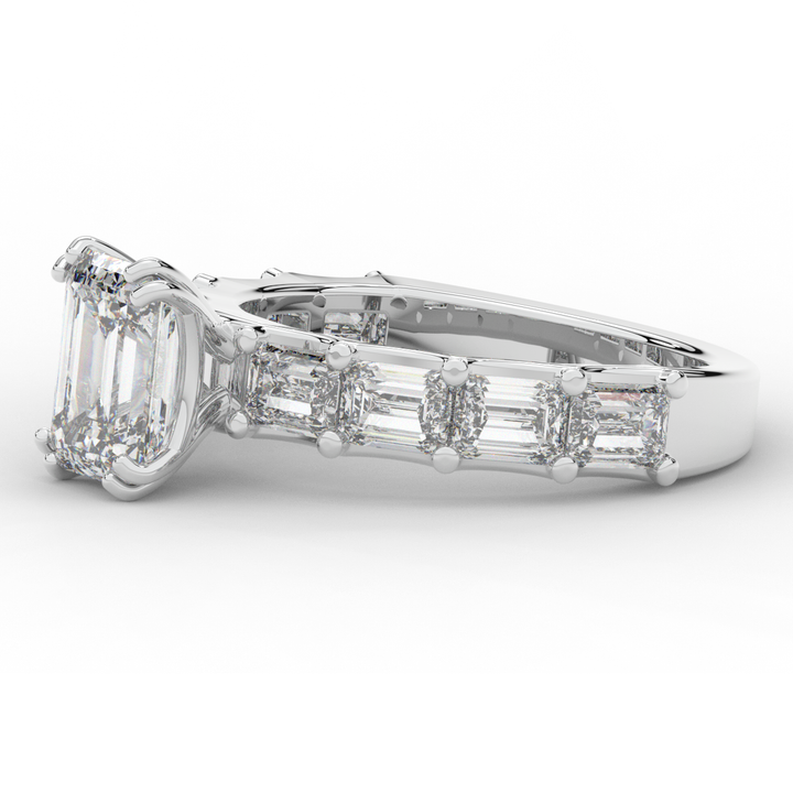 3.75CT.TW EMERALD CUT LAB DIAMOND SOLITAIRE ENGAGEMENT RING - Nazarelle