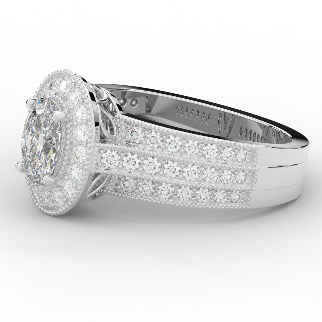 1.80CT.TW OVAL LAB DIAMOND HALO ENGAGEMENT RING - Nazarelle