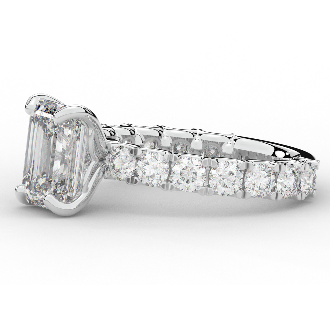 4.35CT.TW EMERALD CUT LAB DIAMOND ENGAGEMENT RING - Nazarelle