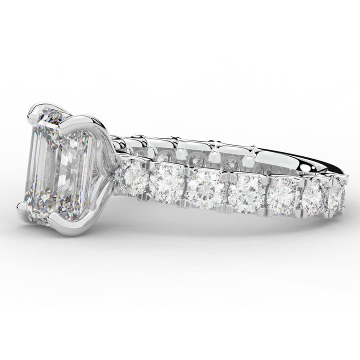 4.35CT.TW EMERALD CUT LAB DIAMOND ENGAGEMENT RING - Nazarelle