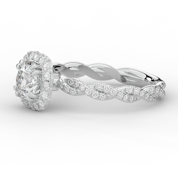 1.55CT.TW ROUND LAB DIAMOND HALO TWIST ENGAGEMENT RING - Nazarelle