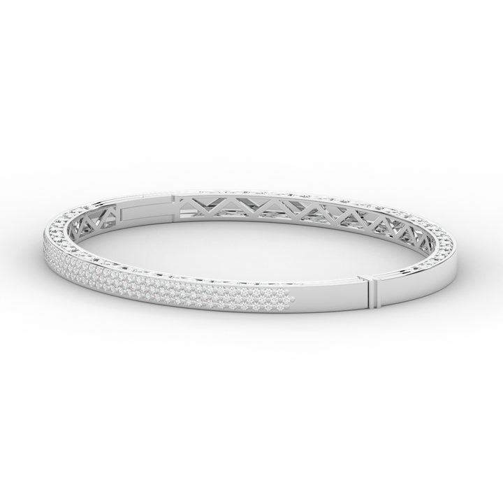 0.75CT.TW 3 ROW ROUND LAB DIAMOND  BANGLE - Nazarelle