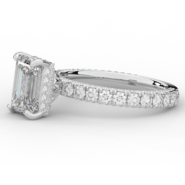 3.00CT.TW EMERALD CUT LAB DIAMOND ENGAGEMENT RING - Nazarelle
