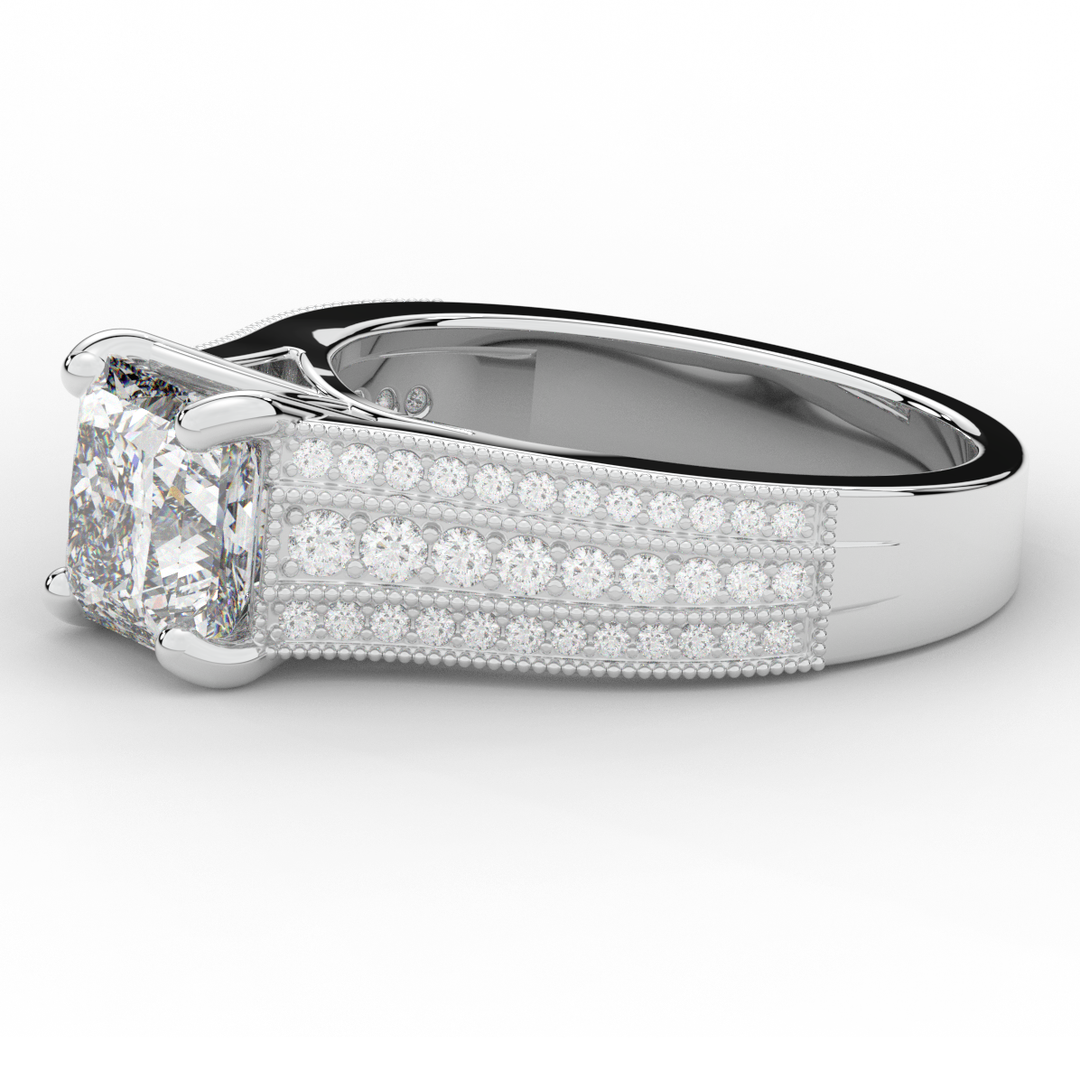 3.55CT.TW PRINCESS LAB DIAMOND ENGAGEMENT RING - Nazarelle