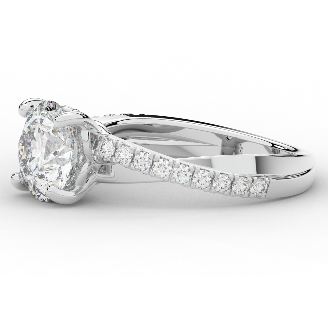 2.20CT.TW ROUND LAB DIAMOND TWISTBAND ENGAGEMENT RING - Nazarelle