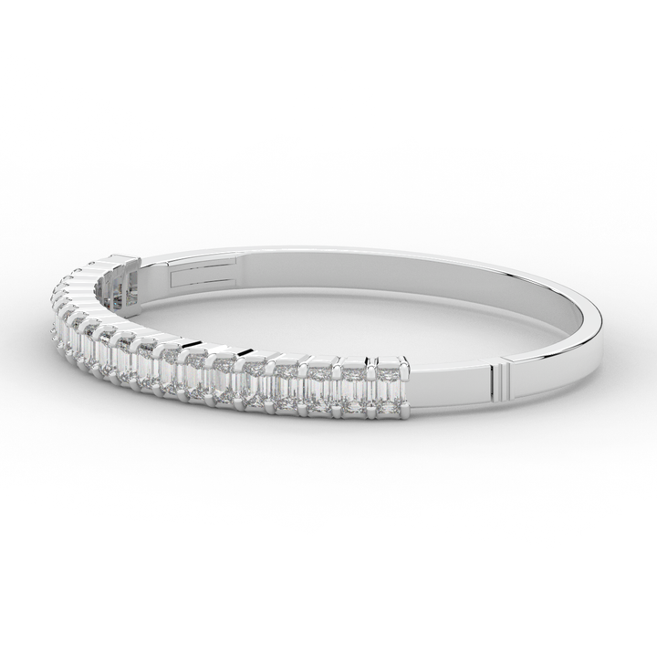 6.50CT.TW EMERALD CUT LAB DIAMOND BANGLE - Nazarelle