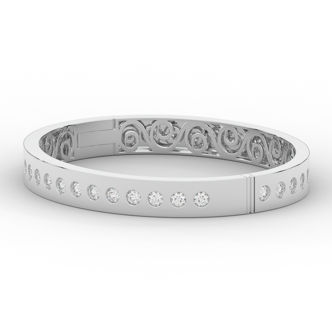 4.50CT.TW ROUND LAB DIAMOND ETERNITY BEZEL SET BANGLE - Nazarelle