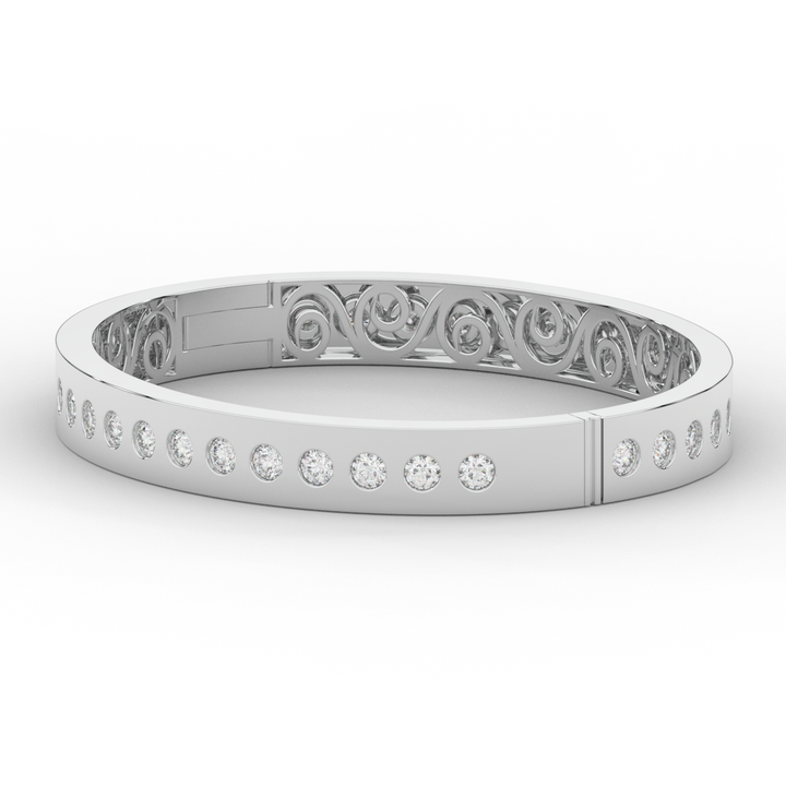 4.50CT.TW ROUND LAB DIAMOND ETERNITY BEZEL SET BANGLE - Nazarelle