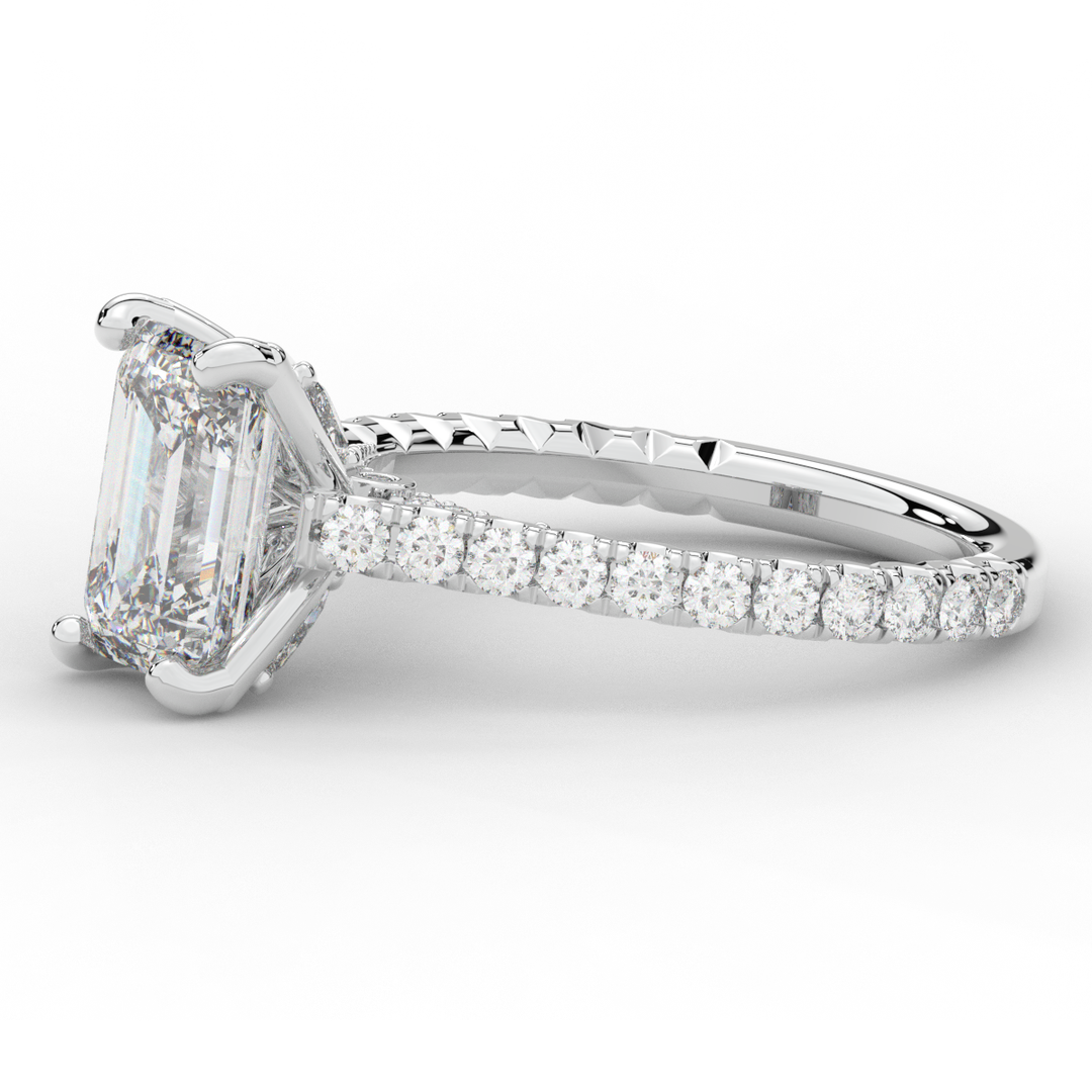 2.70CT.TW EMERALD CUT LAB DIAMOND SOLITAIRE ENGAGEMENT RING - Nazarelle