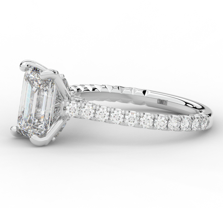 2.70CT.TW EMERALD CUT LAB DIAMOND SOLITAIRE ENGAGEMENT RING - Nazarelle