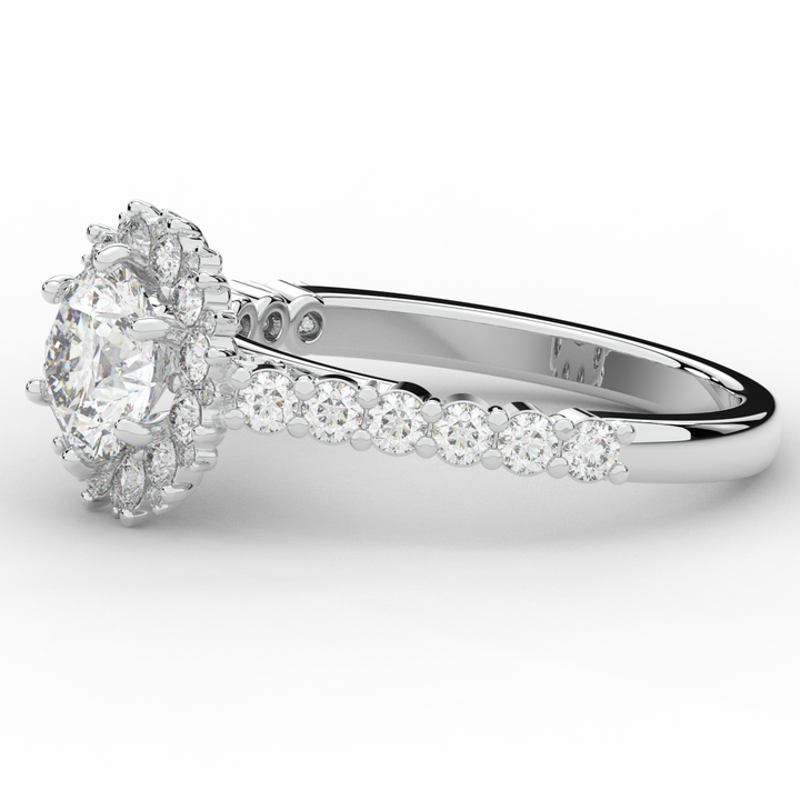 1.60CT.TW ROUND LAB DIAMOND HALO ENGAGEMENT RING - Nazarelle