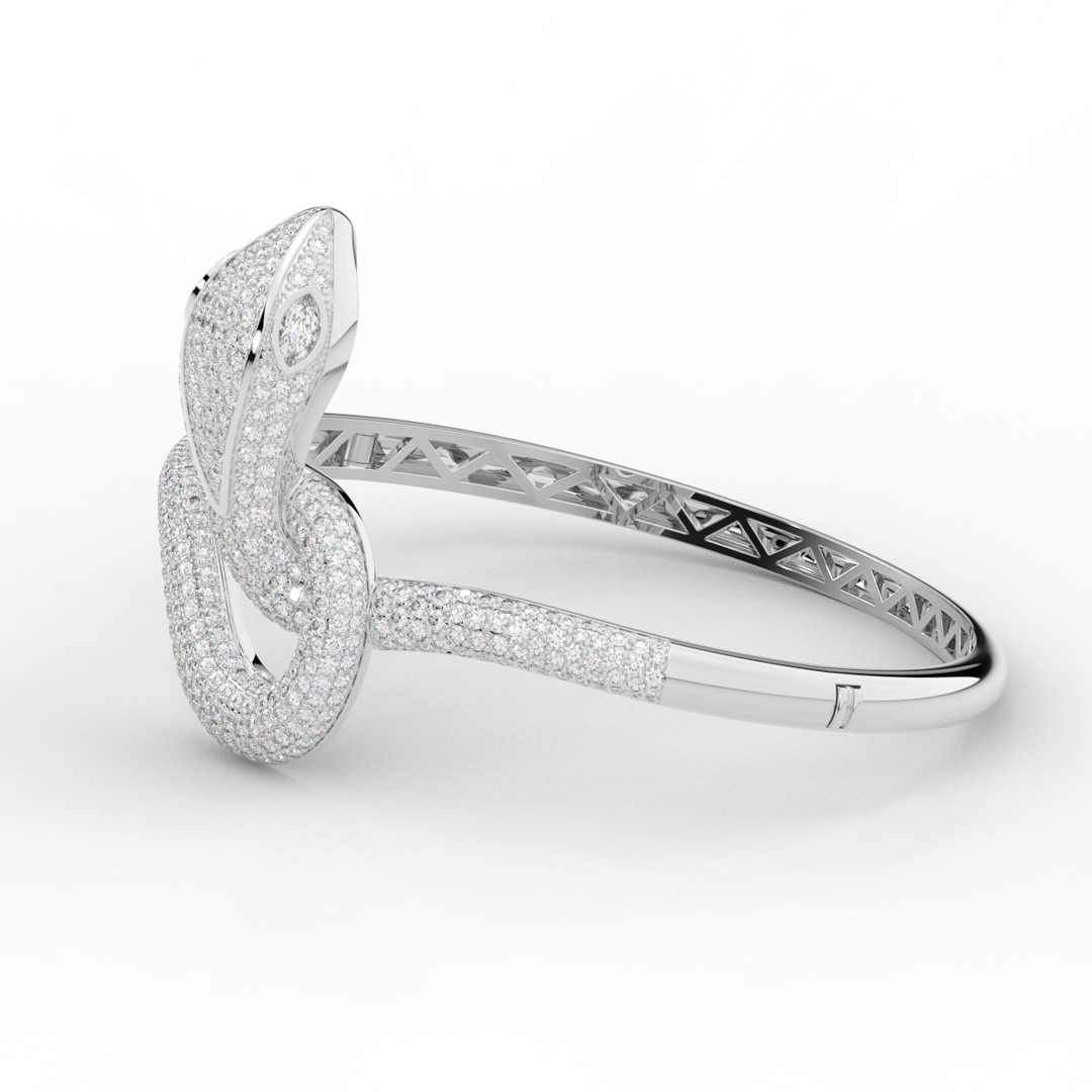 4.90CT.TW ROUND AND PEAR LAB DIAMOND SNAKE BANGLE - Nazarelle