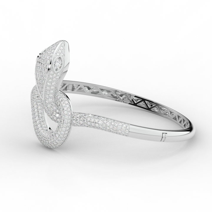 4.90CT.TW ROUND AND PEAR LAB DIAMOND SNAKE BANGLE - Nazarelle