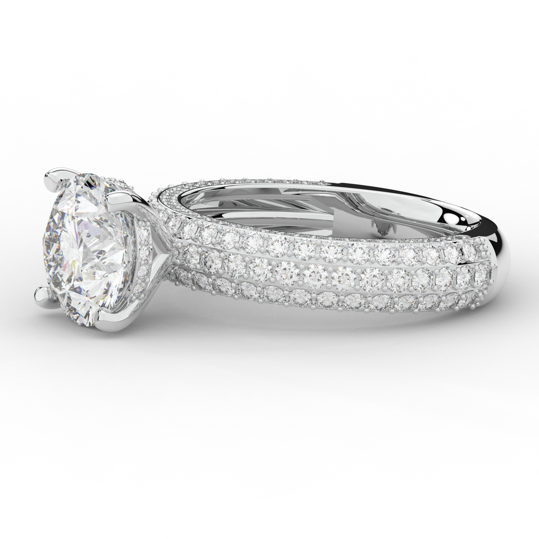 4.80CT.TW ROUND LAB DIAMOND UNDERHALO ENGAGEMENT RING - Nazarelle