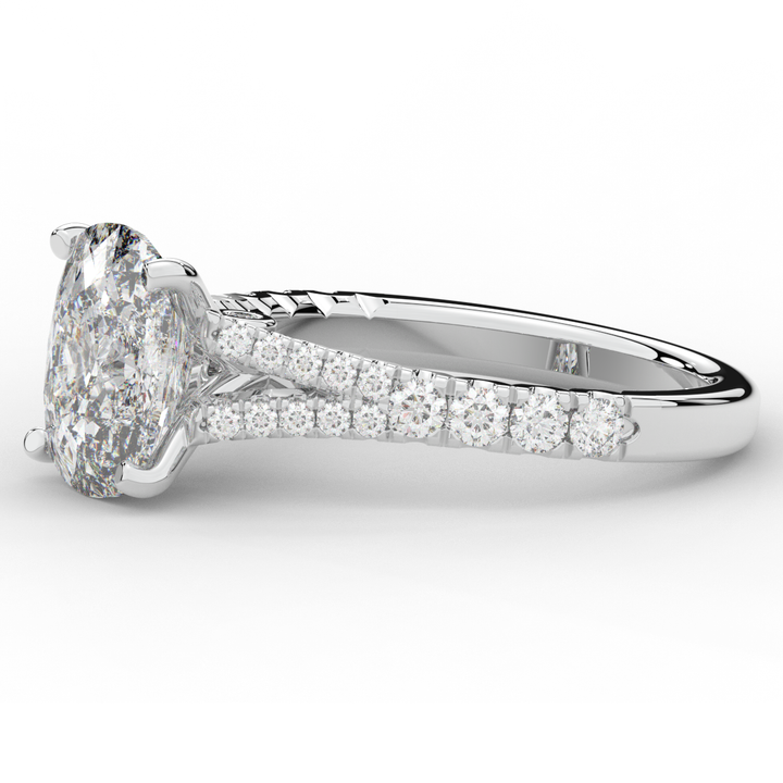 3.45CT.TW CUSHION LAB DIAMOND ENGAGEMENT RING - Nazarelle