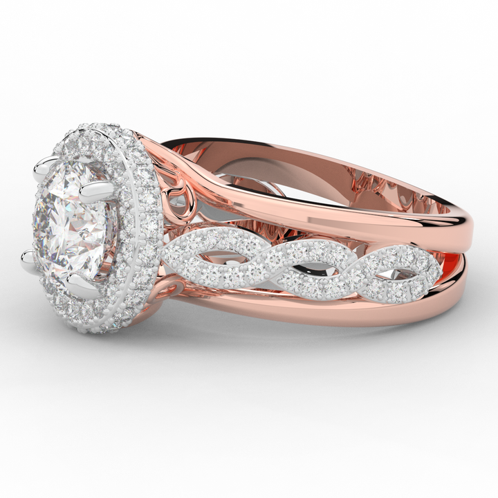 2.85CT.TW ROUND LAB DIAMOND HALO TWO TONE ENGAGEMENT RING - Nazarelle