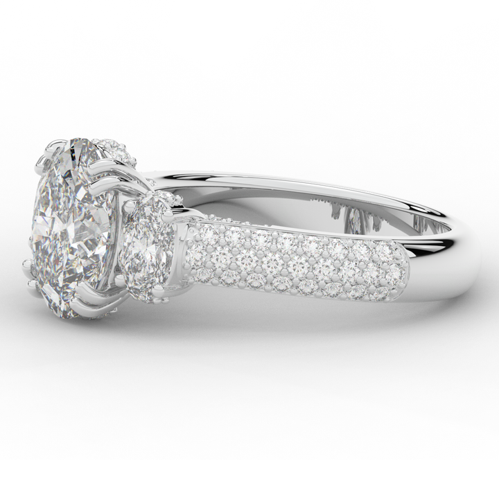 3.70CT.TW OVAL LAB DIAMOND 3 STONE ENGAGEMENT RING - Nazarelle