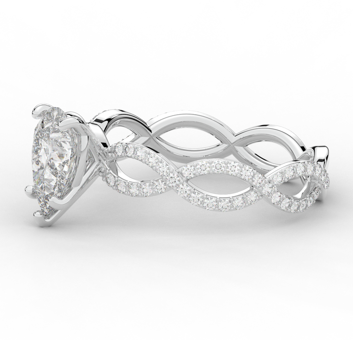 1.30CT.TW PEAR LAB DIAMOND TWIST BAND ENGAGEMENT RING - Nazarelle