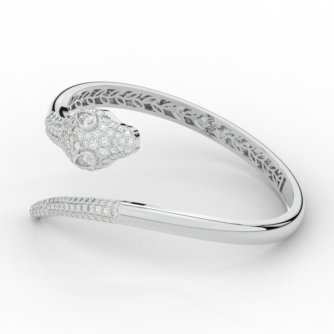 3.75CT.TW ROUND AND PEAR LAB DIAMOND SNAKE BANGLE - Nazarelle