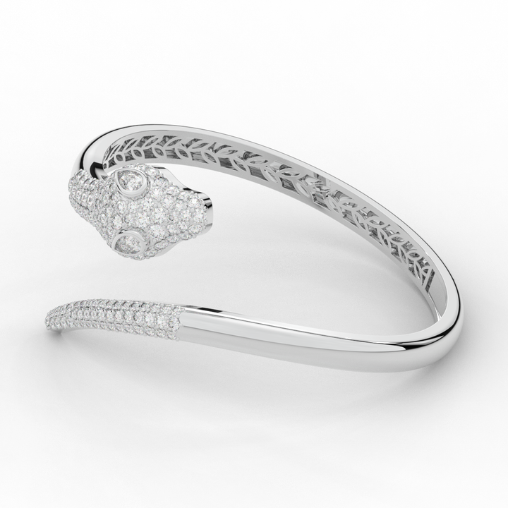 3.75CT.TW ROUND AND PEAR LAB DIAMOND SNAKE BANGLE - Nazarelle